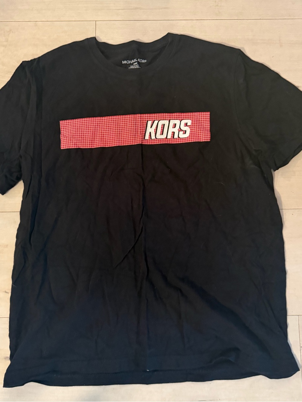 Michael Kors Black Tee with Red KORS Chest Stripe
